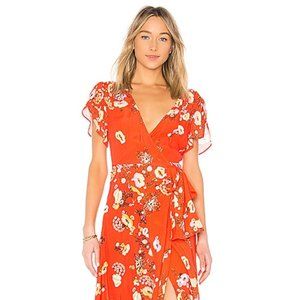 Free People Red Floral Jess Wrap Dress_S